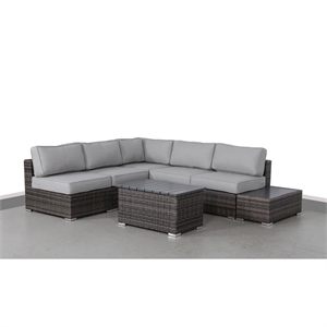 Living Source International Wicker / Rattan 7-Piece Outdoor Set in Espresso