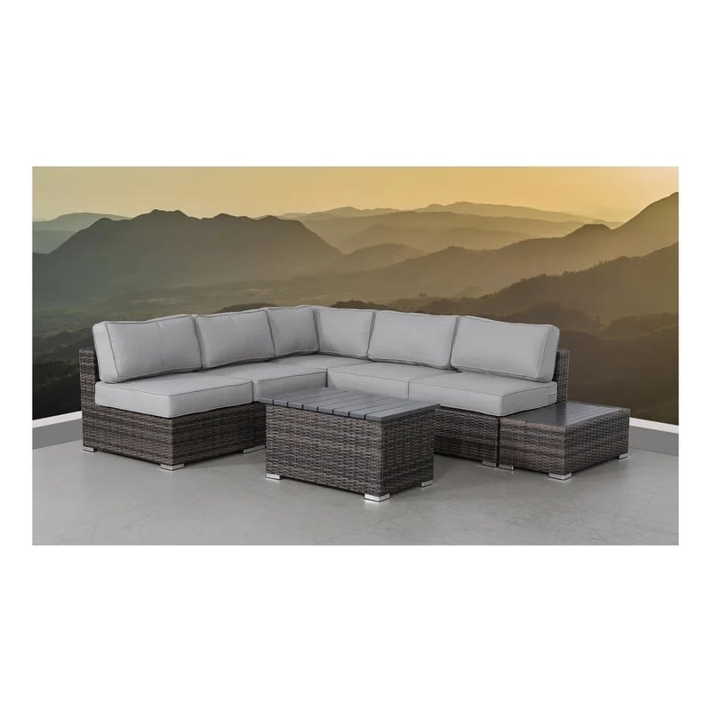 Living Source International Wicker / Rattan 7-Piece Outdoor Set in Espresso