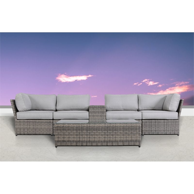 Living Source International 6-Piece Sectional Set with Cushions in Gray