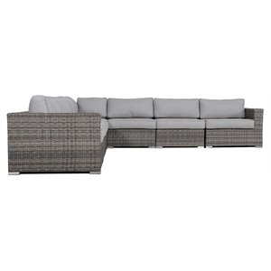 Living Source International 122&quot Wicker Patio Sectional with Cushions in Gray