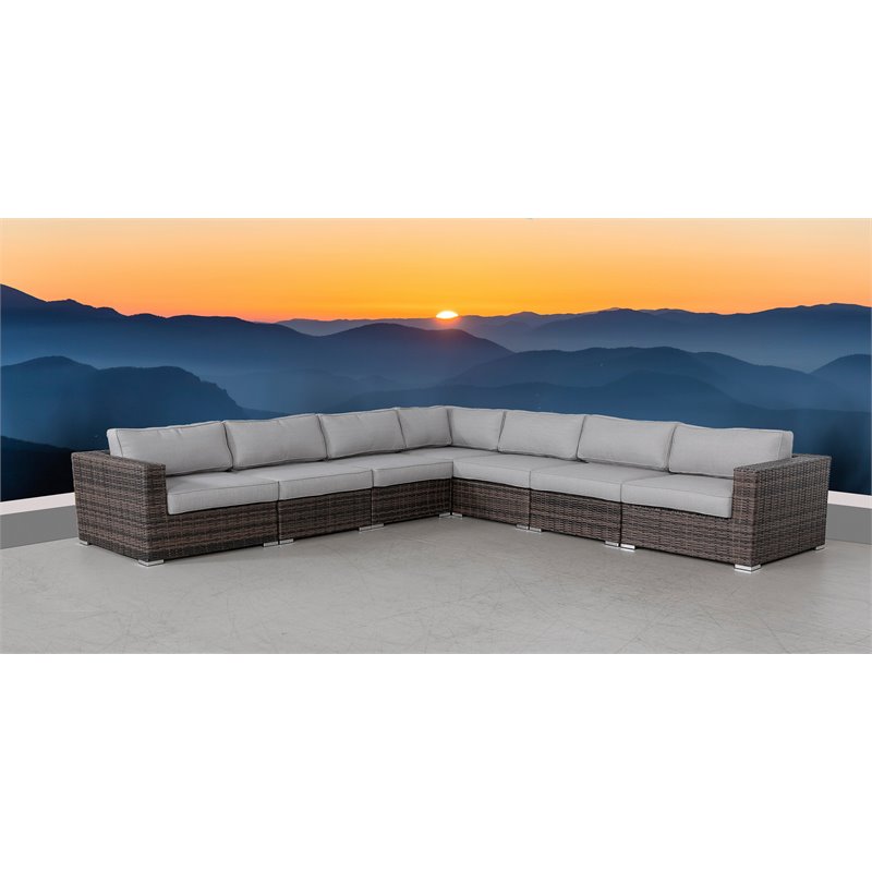 Living Source International 7-Piece Wicker Outdoor Set with Cushions in Espresso