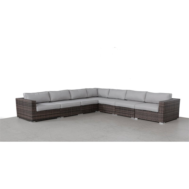 Living Source International 7-Piece Wicker Outdoor Set with Cushions in Espresso