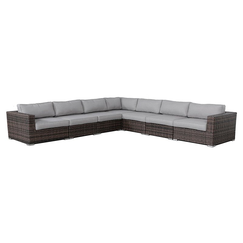 Living Source International 7-Piece Wicker Outdoor Set with Cushions in Espresso