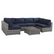 Living Source International 7-Piece Outdoor Seating Set w/ Cushion in Gray/Blue