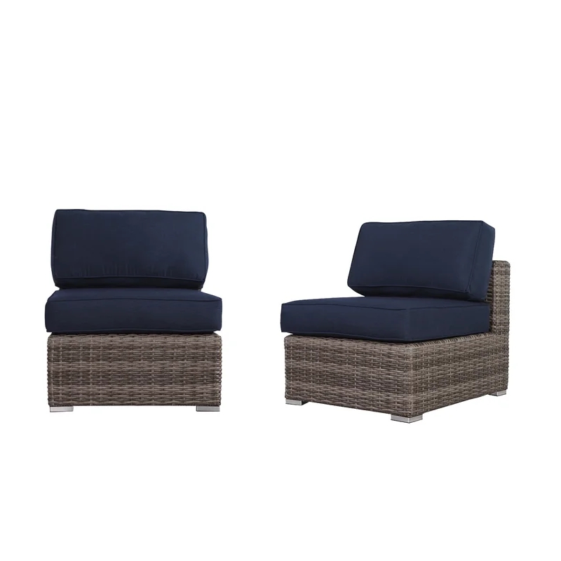 Living Source Intl 7-Piece Wicker / Rattan Outdoor Seating Set in Gray/Beige