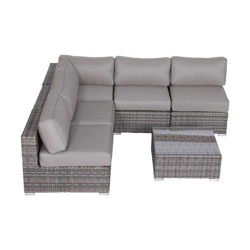 Living Source International 6-PC Wicker / Rattan Outdoor Set w/Cushions in Gray