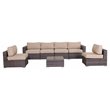 Living Source International 7-Piece Sectional Set with Beige Cushion in Brown