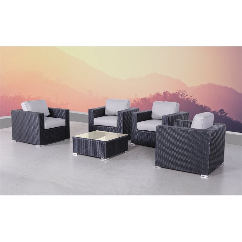 Living Source International 5-Piece Multiple Chairs Seating Group in Black/Gray