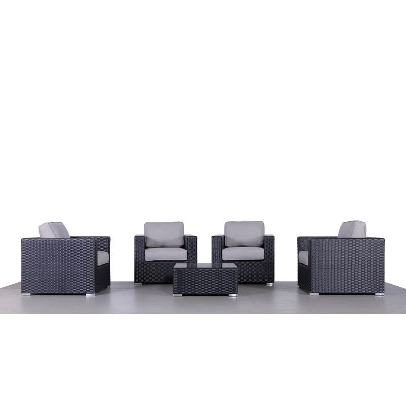 Living Source International 5-Piece Multiple Chairs Seating Group in Black/Gray