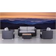 Living Source International 5-Piece Wicker Sofa Seating Group w/ Cushion in Gray