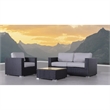 Living Source International Wicker / Rattan 4-Piece Seating Group in Black/Gray