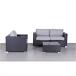 Living Source International Wicker / Rattan 4-Piece Seating Group in Black/Gray