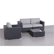 Living Source International Wicker / Rattan 4-Piece Seating Group in Black/Gray
