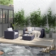 Living Source International Wicker / Rattan 4-Piece Seating Group in Black/Gray