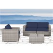 Living Source International 3-Piece Sofa Group with Cushions in Gray/Navy Blue