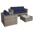 Living Source International 3-Piece Sofa Group with Cushions in Gray/Navy Blue