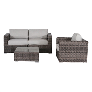Living Source International 4-Piece Wicker Sectional Seating Group in Brown