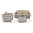 Living Source International 3-Piece Wicker / Rattan Sofa Set in Gray/Beige