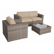 Living Source International 3-Piece Wicker / Rattan Sofa Set in Gray/Beige