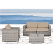 Living Source International 3-Piece Wicker / Rattan Sofa Set in Gray/Beige