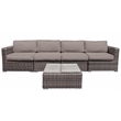 Living Source Intl 5-Piece Wicker / Rattan Sectional Set in Espresso/Taupe