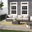 Living Source Intl 5-Piece Wicker / Rattan Sectional Set in Espresso/Taupe