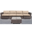 Living Source Intl 5-Piece Wicker / Rattan Sectional Set in Espresso/Beige