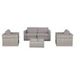 Living Source International 5-Pc Wicker / Rattan Sectional Group in Taupe/Gray