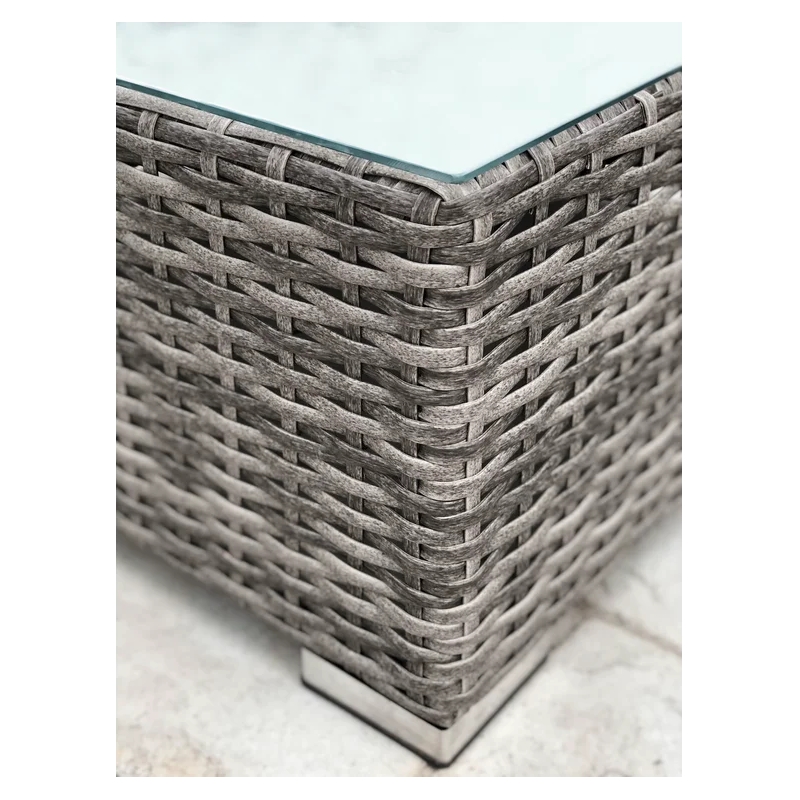 Living Source International 3-Piece Wicker / Rattan Sectional Set in Gray/Navy