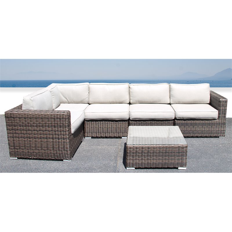 Living Source International 6-Piece Wicker Furniture Set w/ Cushions in Espresso