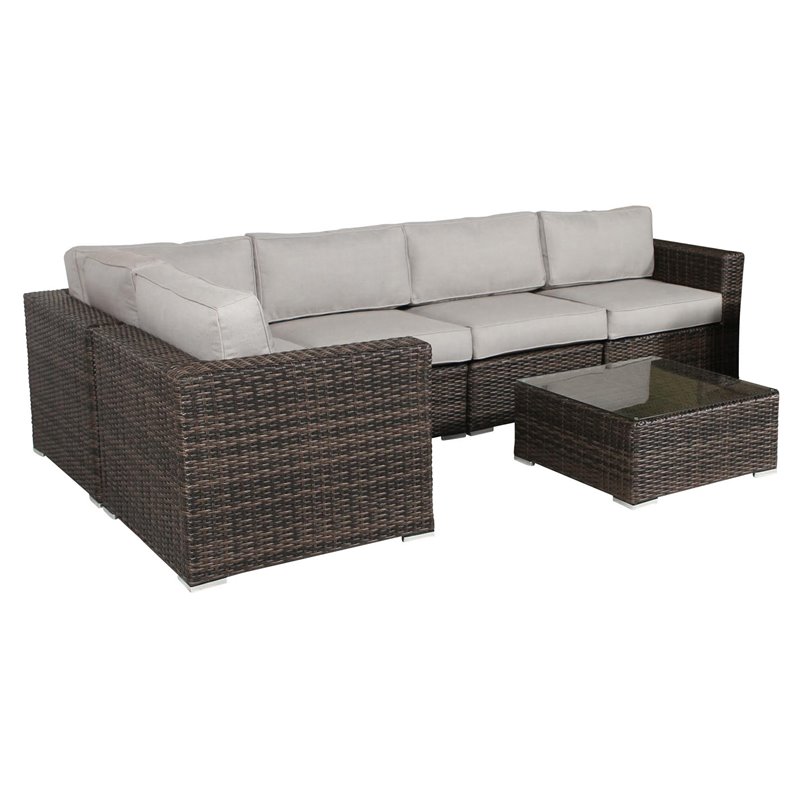 Living Source International 6-Piece Wicker Furniture Set w/ Cushions in Espresso