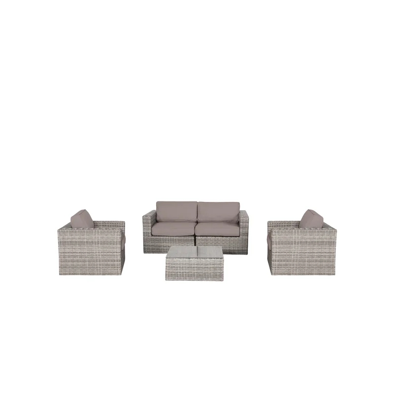 Living Source International 5-Piece Wicker Sectional Group in Espresso/Taupe