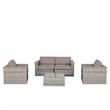 Living Source International 5-Piece Wicker Sectional Group in Espresso/Taupe
