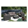 Living Source International 5-Piece Wicker Sectional Group in Espresso/Taupe
