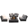 Living Source International 6-Piece Wicker / Rattan Sectional Set in Gray