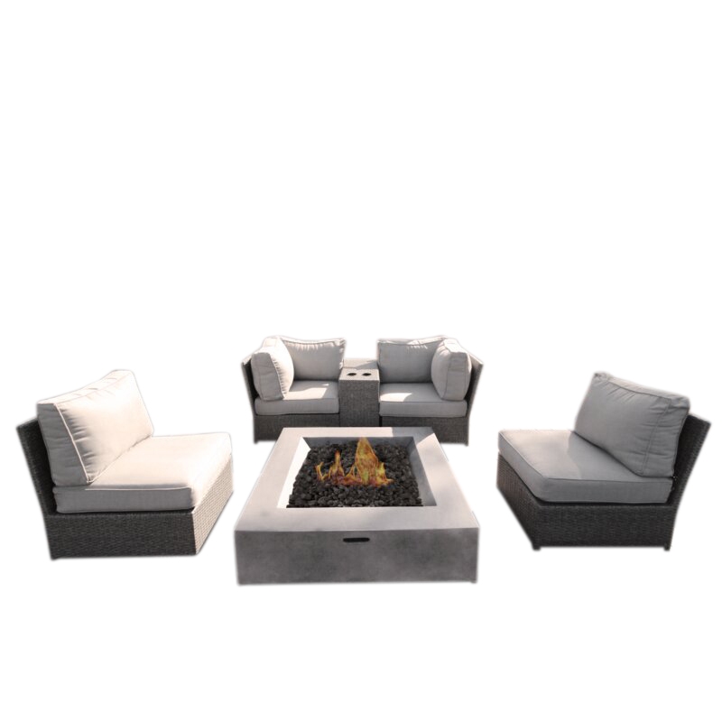Living Source International 6-Piece Wicker / Rattan Sectional Set in Gray