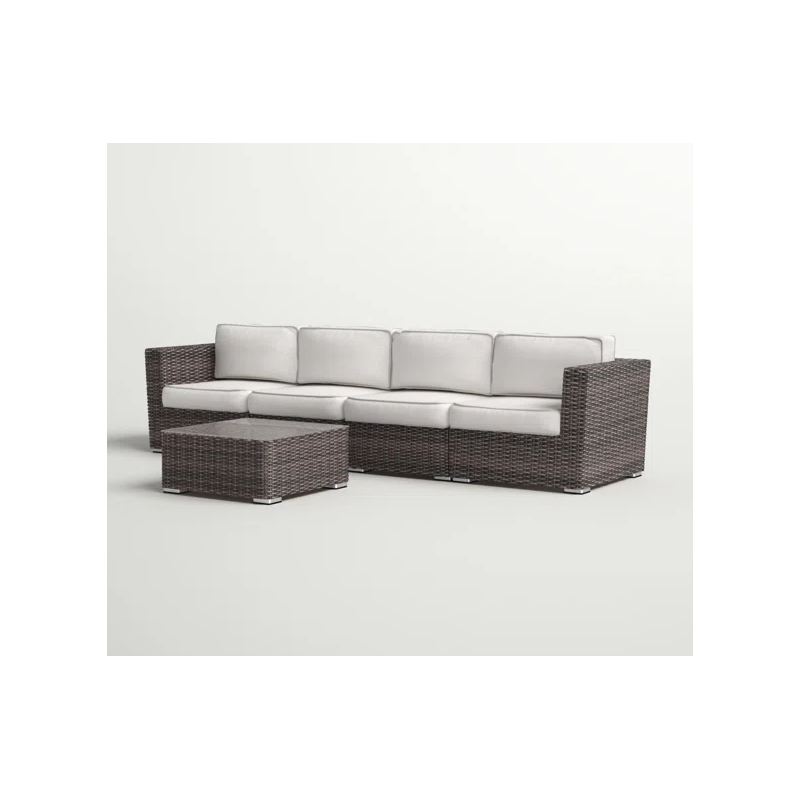 Living Source International 5-Piece Wicker / Rattan Sectional Set in Brown