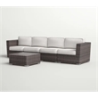 Living Source International 5-Piece Wicker / Rattan Sectional Set in Brown