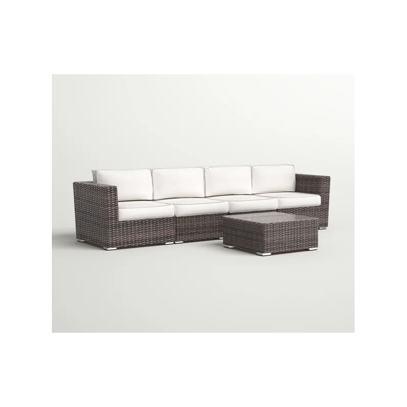 Living Source International 5-Piece Wicker / Rattan Sectional Set in Brown