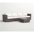 Living Source International 5-Piece Wicker / Rattan Sectional Set in Brown