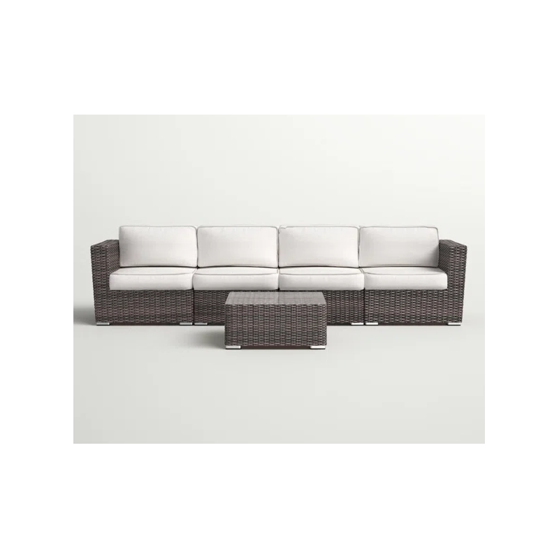 Living Source International 5-Piece Wicker / Rattan Sectional Set in Brown