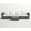 Living Source International 5-Piece Wicker / Rattan Sectional Set in Brown