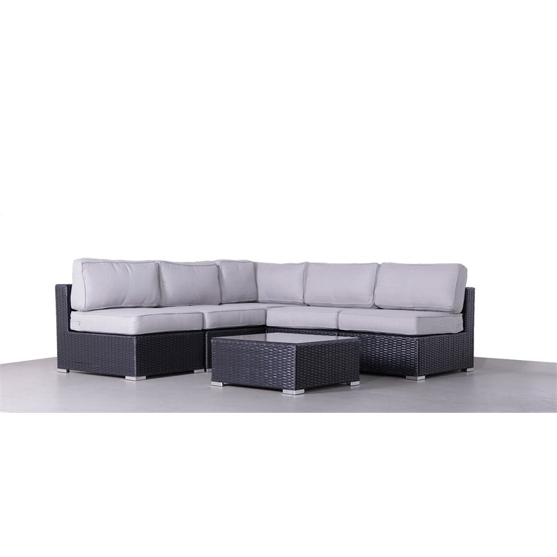 Living Source International 6-Piece Sectional Set with Cushions in Black/Gray