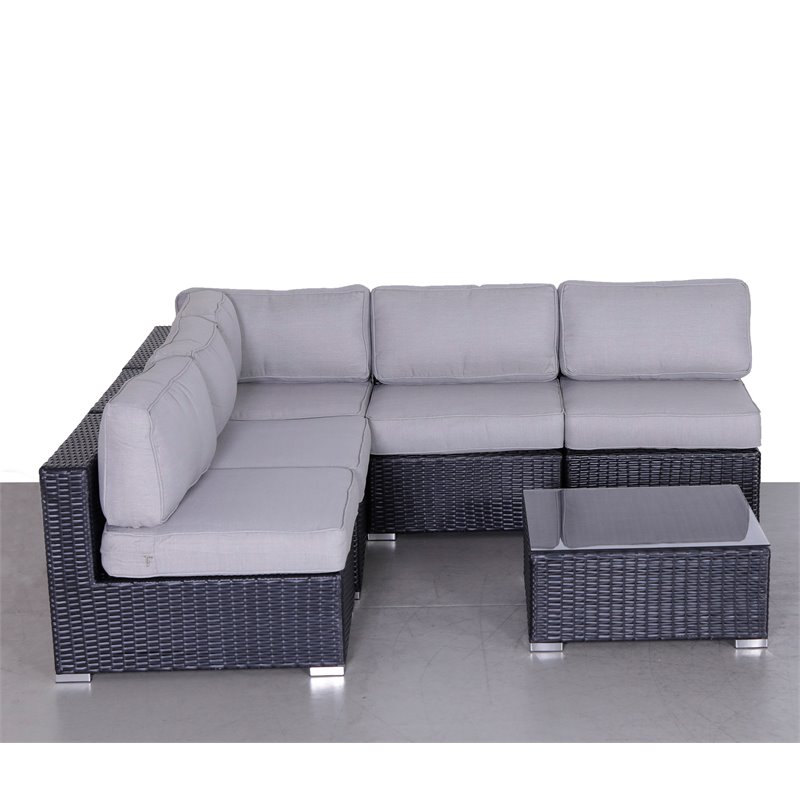 Living Source International 6-Piece Sectional Set with Cushions in Black/Gray