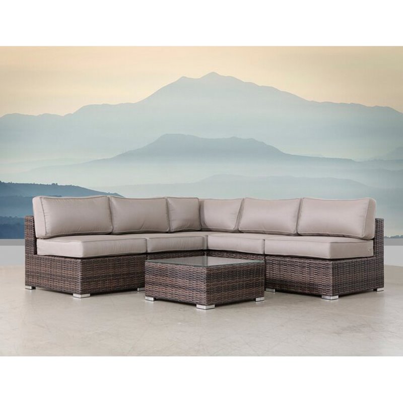 Living Source Intl 10 PC Wicker / Rattan Outdoor Conversation Set in Brown/Taupe