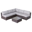 Living Source International 6-Piece Sectional Set with Cushions in Brown/Gray