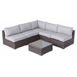 Living Source International 6-Piece Wicker Sectional Set with Cushions in Brown