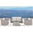 Living Source International 5-Piece Wicker Sectional Group with Cushion in Gray