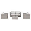 Living Source International 5-Piece Wicker Sectional Group with Cushion in Gray