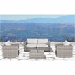Living Source International 5-Piece Wicker Sectional Group with Cushions - Gray